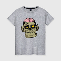 Женская футболка Череп зомби с мозгами