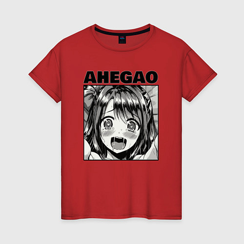 Женская футболка Девушка: ахегао / Красный – фото 1