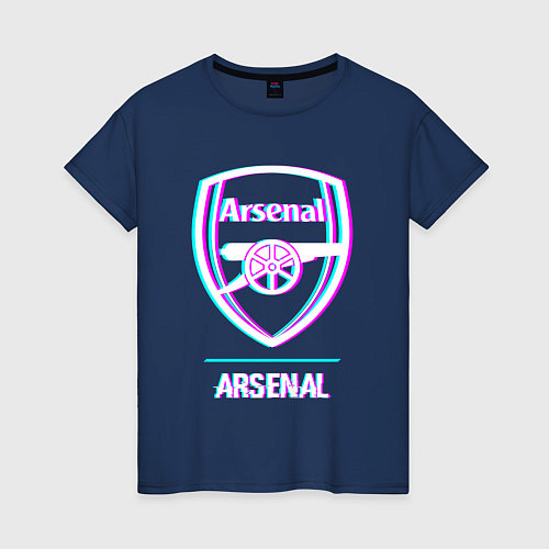 Женская футболка Arsenal FC в стиле glitch / Тёмно-синий – фото 1