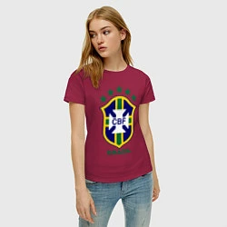 Футболка хлопковая женская Brasil CBF, цвет: маджента — фото 2