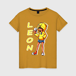 Женская футболка Леон из Бравл Старс фан арт