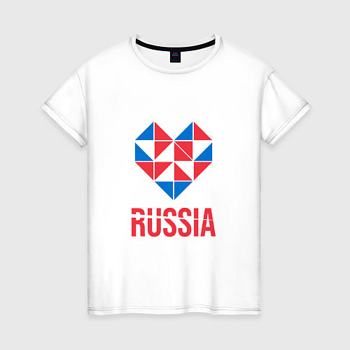 Женская футболка Россия в моём сердце / Белый – фото 1