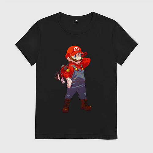 Женская футболка Марио на стиле / Черный – фото 1