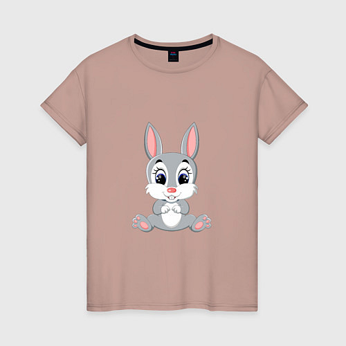 Женская футболка Добрый зайчишка / Пыльно-розовый – фото 1