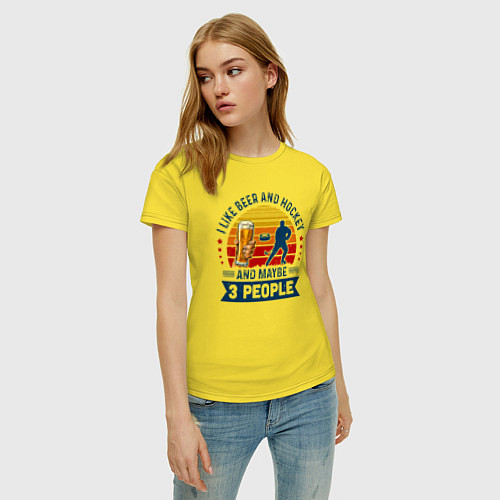 Женская футболка Я люблю пиво и хоккей ну и может 3 человек / Желтый – фото 3