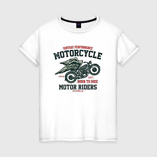 Женская футболка Ретро мотоцикл с крыльями / Белый – фото 1