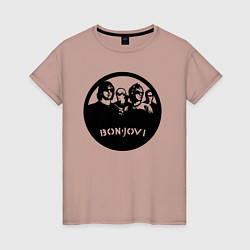 Футболка хлопковая женская Bon Jovi rock, цвет: пыльно-розовый