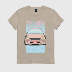 Футболка хлопковая женская Toyota Altezza stance alternative, цвет: миндальный