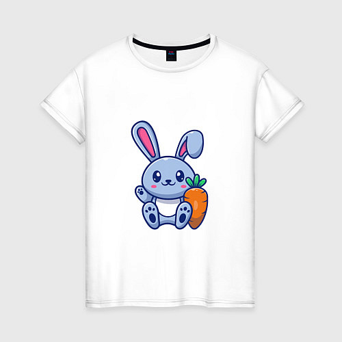 Женская футболка Заяц с морковкой / Белый – фото 1