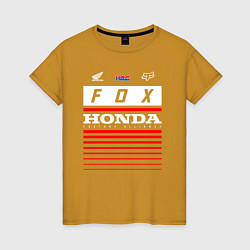 Футболка хлопковая женская Honda racing, цвет: горчичный