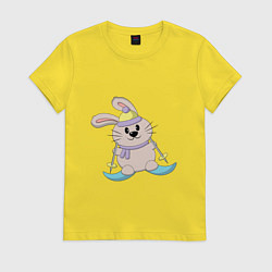 Женская футболка Кролик - лыжник