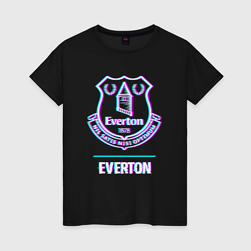 Женская футболка Everton FC в стиле glitch / Черный – фото 1