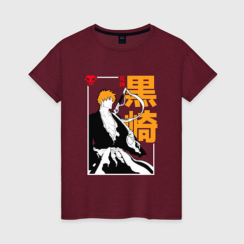 Женская футболка Bleach - Ичиго Куросаки / Меланж-бордовый – фото 1