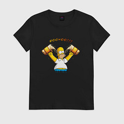 Футболка хлопковая женская Homer & Beer, цвет: черный
