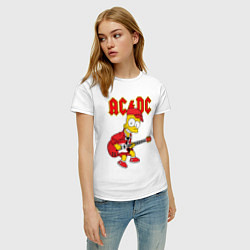 Футболка хлопковая женская AC DC Барт Симпсон, цвет: белый — фото 2