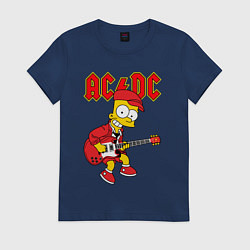Женская футболка AC DC Барт Симпсон