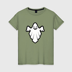 Женская футболка Хэллоуин приведение минимализм