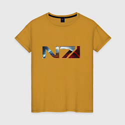 Футболка хлопковая женская Mass Effect N7 -Shooter, цвет: горчичный
