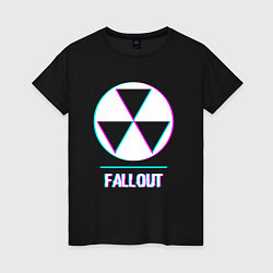Футболка хлопковая женская Fallout в стиле glitch и баги графики, цвет: черный
