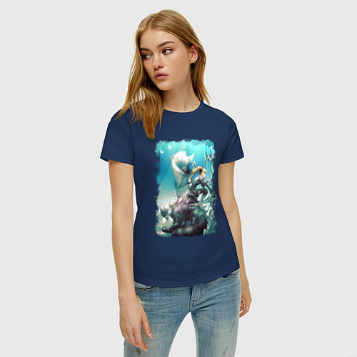 Женская футболка Кафка и Кикору - Кайдзю номер 8 / Тёмно-синий – фото 3