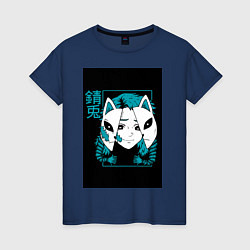 Футболка хлопковая женская Макомо - Клинок рассекающий демонов, цвет: тёмно-синий