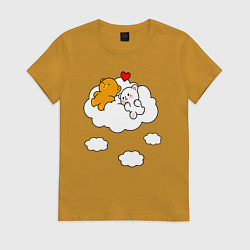 Женская футболка Влюбленные медвежата на облаке
