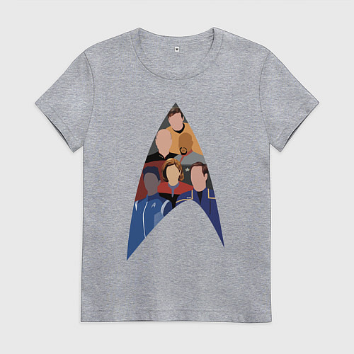 Женская футболка Звездный путь - все капитаны / Меланж – фото 1