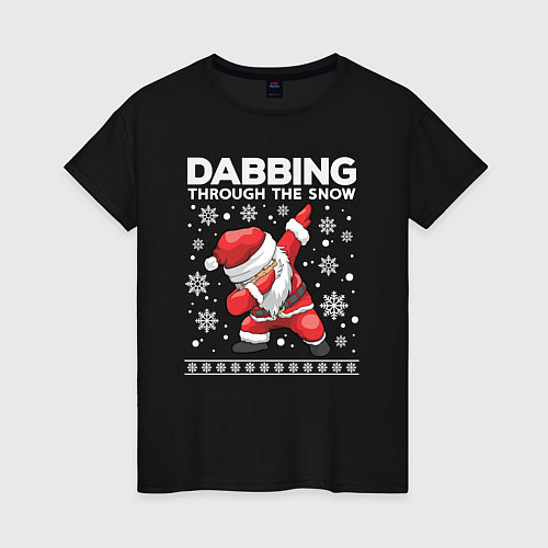 Женская футболка Dabbing Santa, through the snow / Черный – фото 1