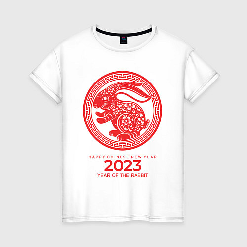 Женская футболка Year of the rabbit - 2023, happy chinese New Year / Белый – фото 1