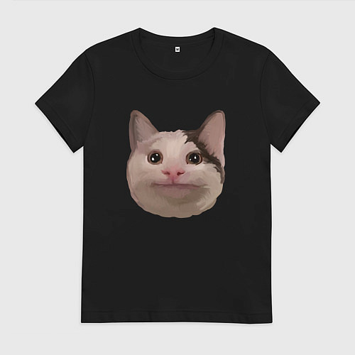 Женская футболка Polite cat meme / Черный – фото 1