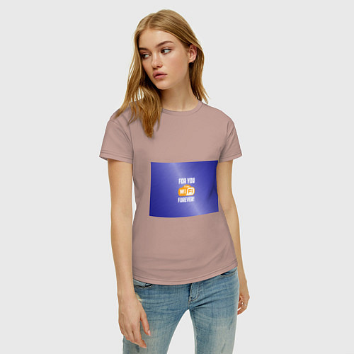 Женская футболка Бесплатный Wi-Fi навсегда / Пыльно-розовый – фото 3