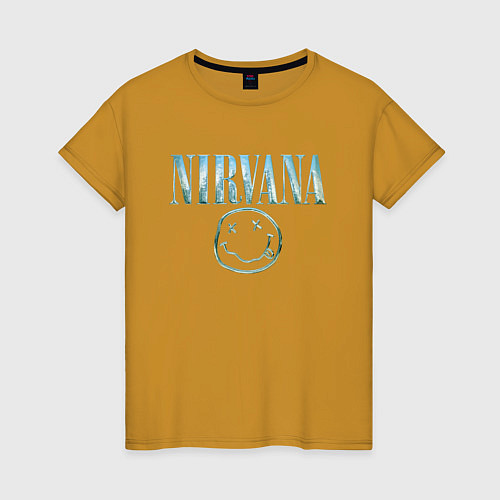 Женская футболка Nirvana - смайлик / Горчичный – фото 1