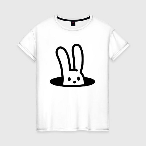 Женская футболка Зайчишка выглядывает из люка / Белый – фото 1