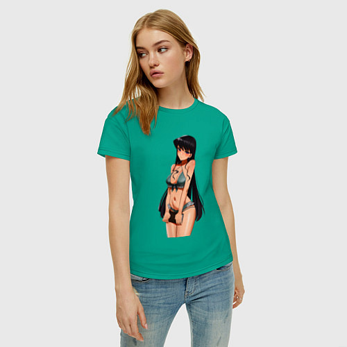 Женская футболка Коми сан в купальнике / Зеленый – фото 3