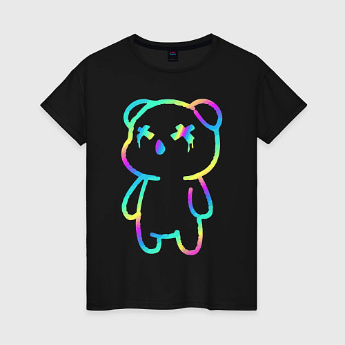 Женская футболка Cool neon bear / Черный – фото 1