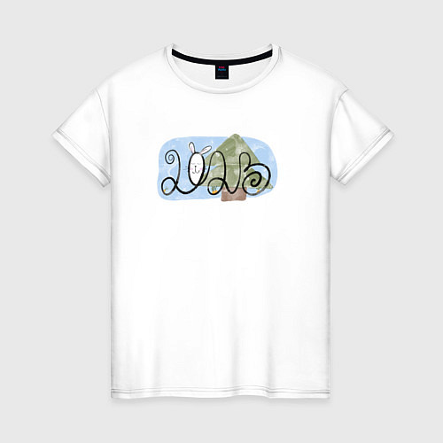 Женская футболка 2023 с кроликом и елкой / Белый – фото 1