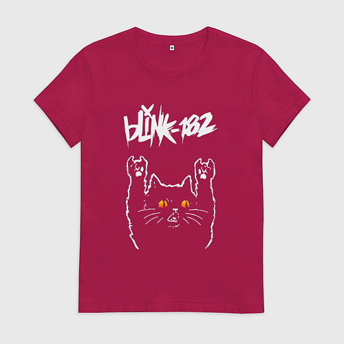 Женская футболка Blink 182 rock cat / Маджента – фото 1