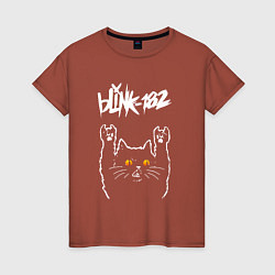 Футболка хлопковая женская Blink 182 rock cat, цвет: кирпичный