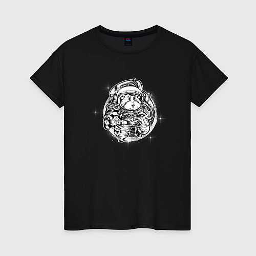 Женская футболка Хомяк в космосе / Черный – фото 1