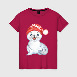 Женская футболка Новогодний тюлень