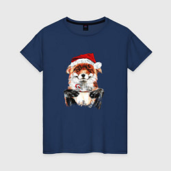Женская футболка Christmas smile foxy
