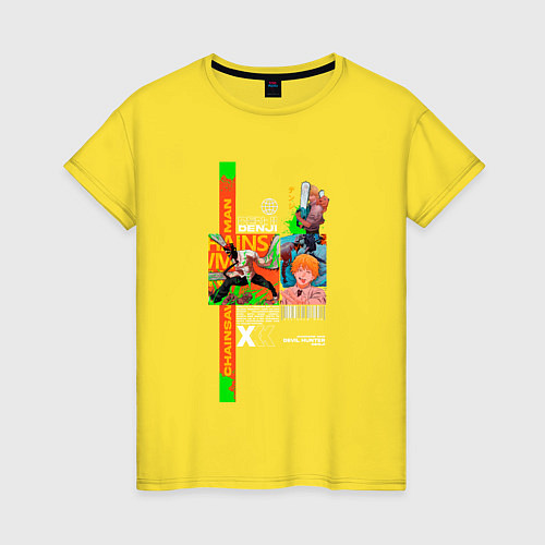 Женская футболка Denji человек-бензопила / Желтый – фото 1