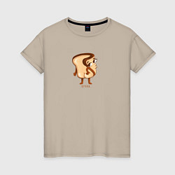 Женская футболка Булка - Забавный принт с мультяшной едой