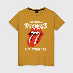 Футболка хлопковая женская The Rolling Stones 78, цвет: горчичный