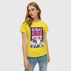 Футболка хлопковая женская Stray Kids boy band, цвет: желтый — фото 2