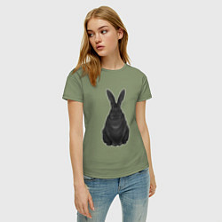 Футболка хлопковая женская Черный водяной кролик - 2023, цвет: авокадо — фото 2