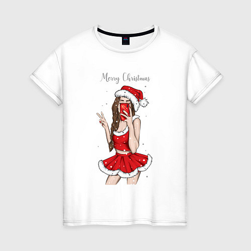Женская футболка Снегурочка селфи / Белый – фото 1