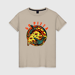 Женская футболка Пицца в руках