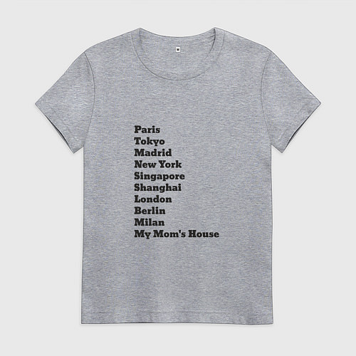 Женская футболка Дом моей мамы / Меланж – фото 1