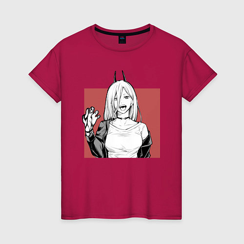 Женская футболка Пауэр Chainsaw Man / Маджента – фото 1
